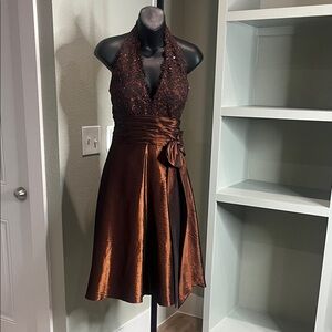 JS Boutique Shimmering Brown Cocktail Dress. Preloved